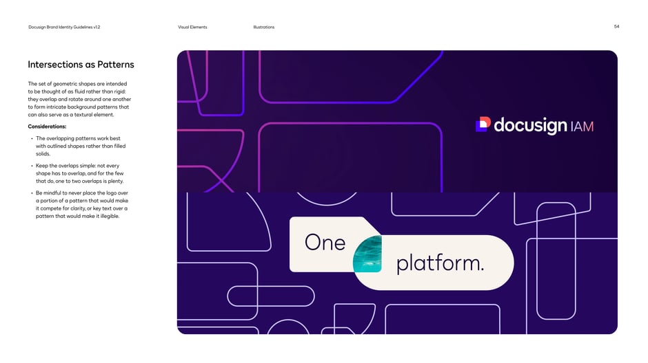 Treat geometric intersections as fluid, outlined pattern elements that rotate
