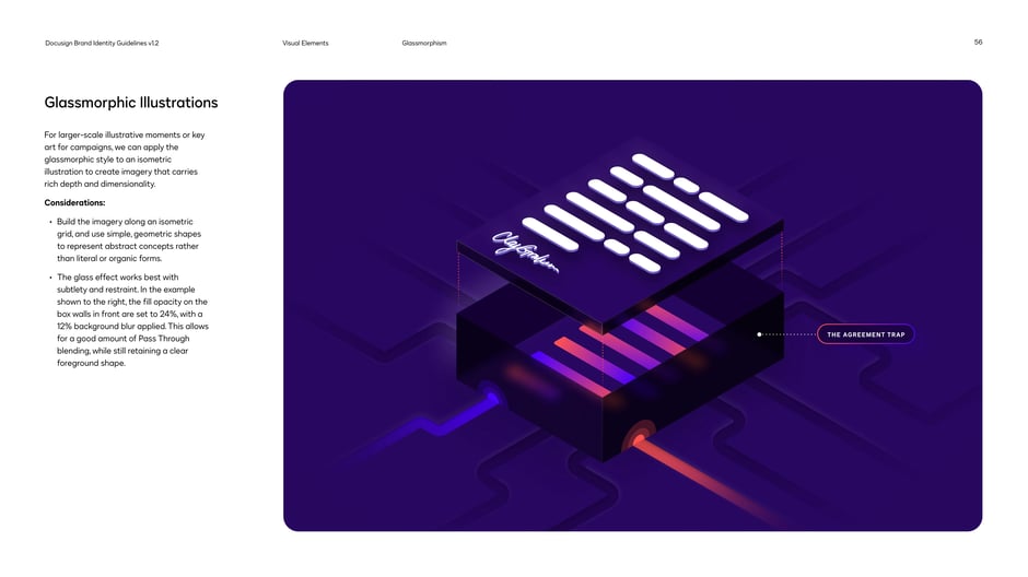 For larger illustrative art, build isometric geometric framings and apply