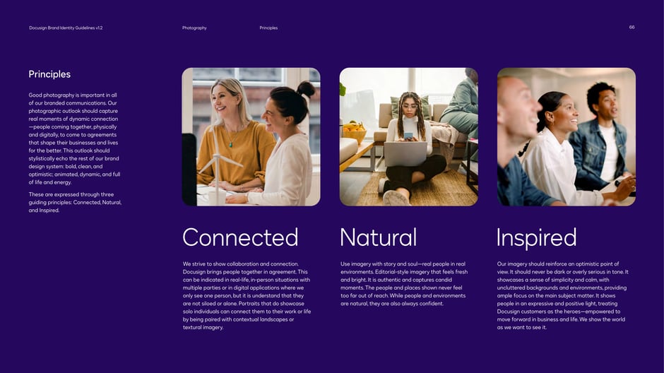 Photography principles: Connected, Natural, Inspired