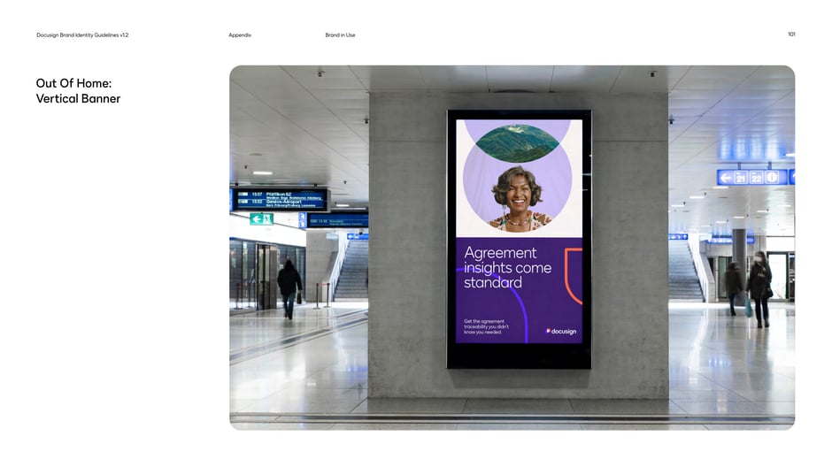 Vertical out-of-home banner with portrait creative