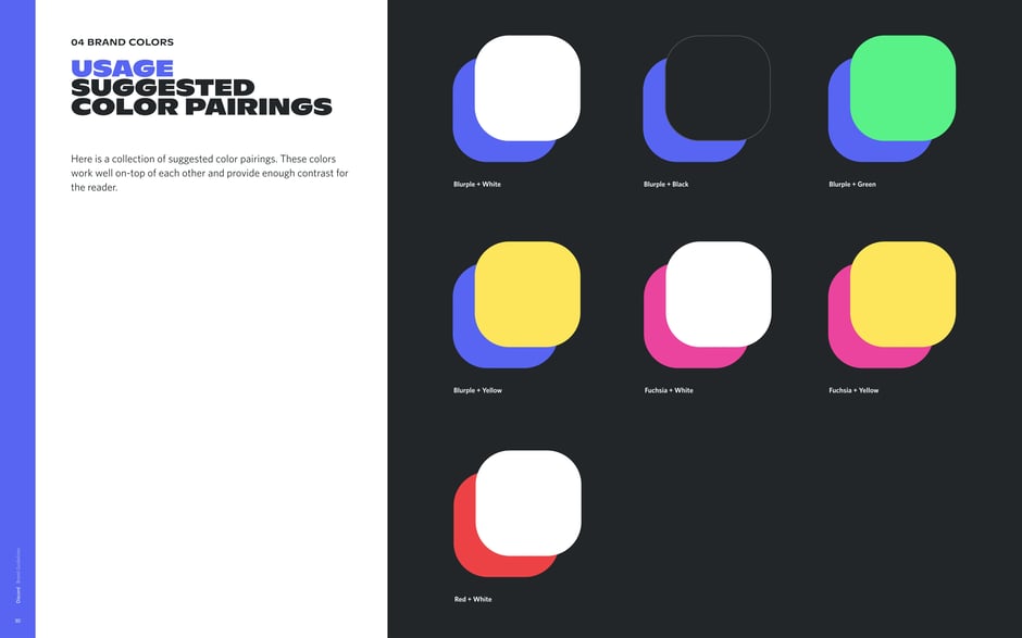 Usage: suggested color pairings