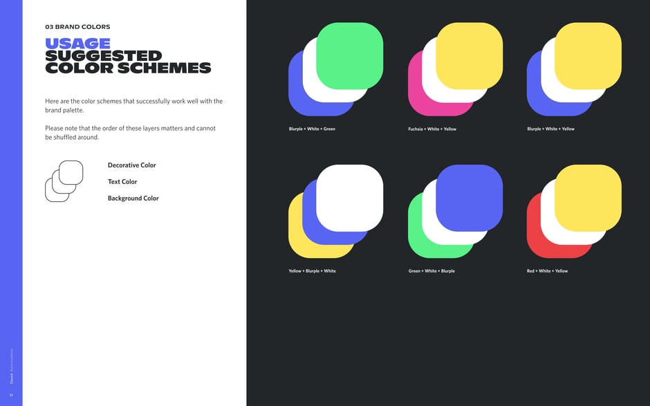 Prescribes approved three-layer color stacks and the required layer order