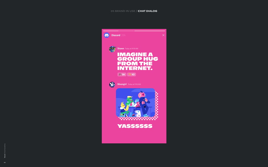 Chat dialog formatted as social story: 'Imagine a group hug