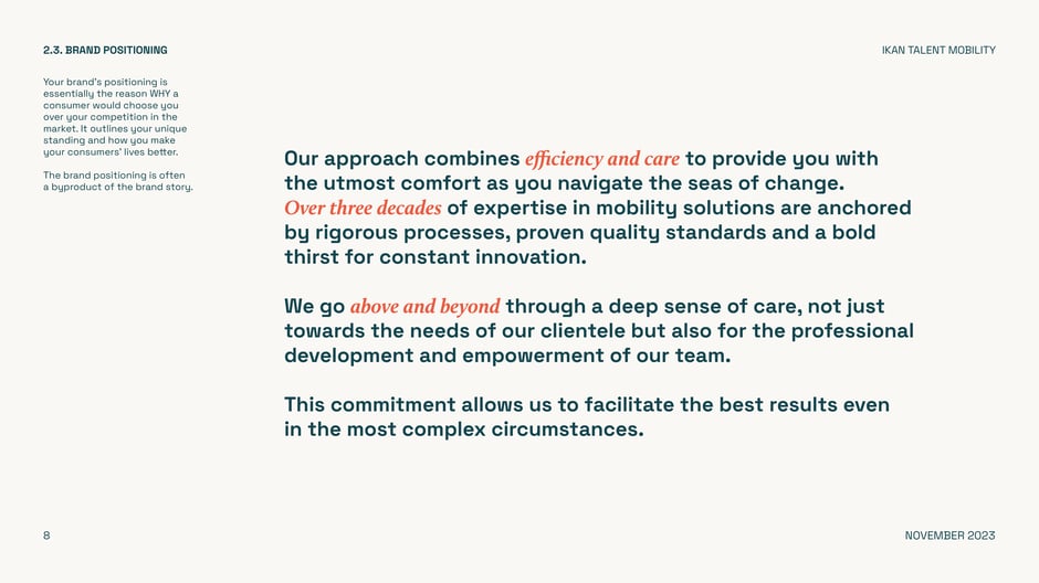 Brand positioning: efficiency and care