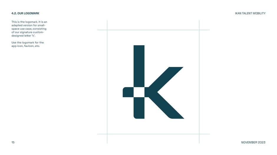 Logomark: compact 'k' for small spaces