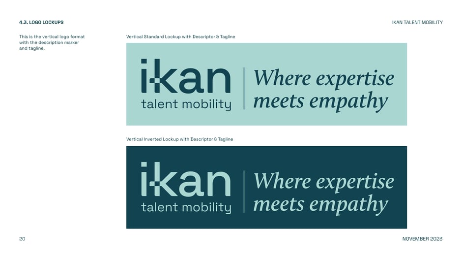 Vertical lockups with descriptor and tagline