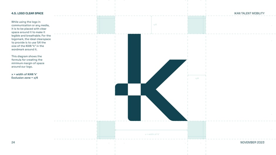 Logomark clearspace rule: exclusion = x/4