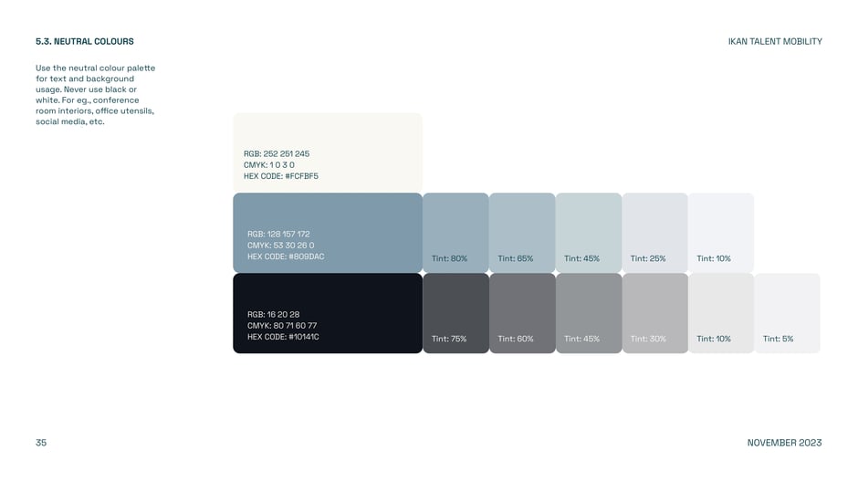 Neutral colours for text