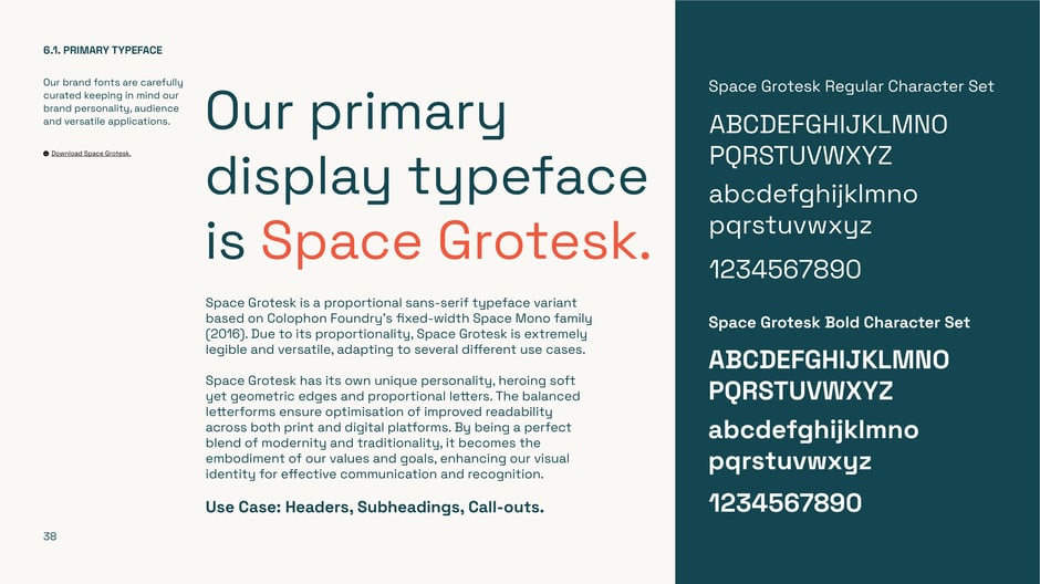 Primary typeface: Space Grotesk