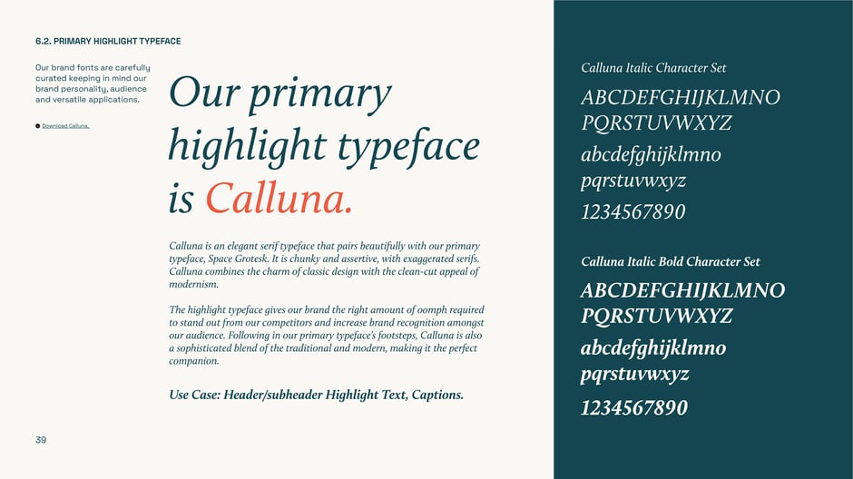 Primary highlight typeface: Calluna
