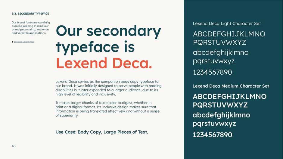 Secondary typeface: Lexend Deca
