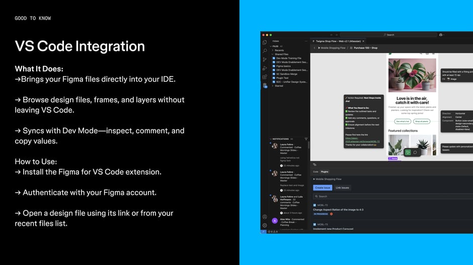 Describes the Figma for VS Code extension: browse design files