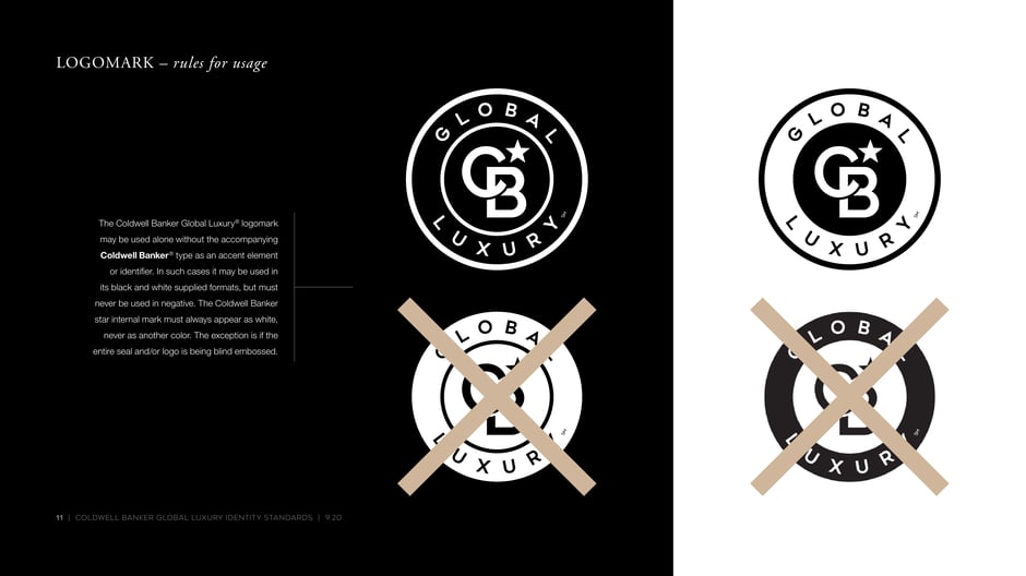Logomark usage rules for Coldwell Banker Global Luxury