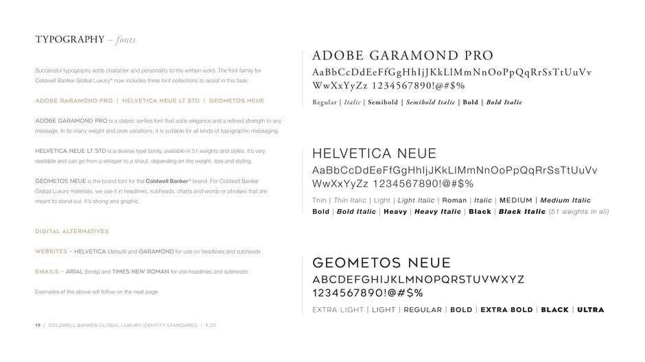 Specifies the brand type families: Adobe Garamond Pro for refined serif