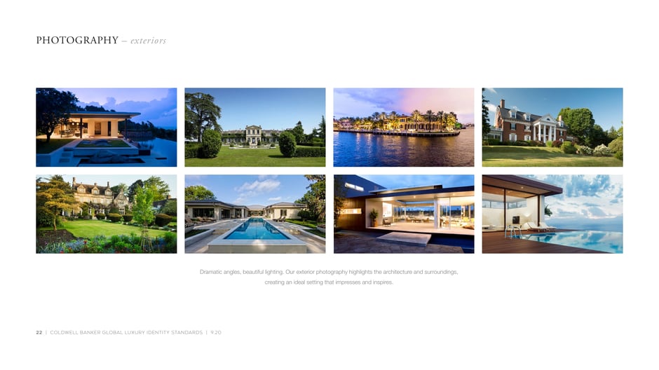 Exterior photography examples that use dramatic angles and careful lighting