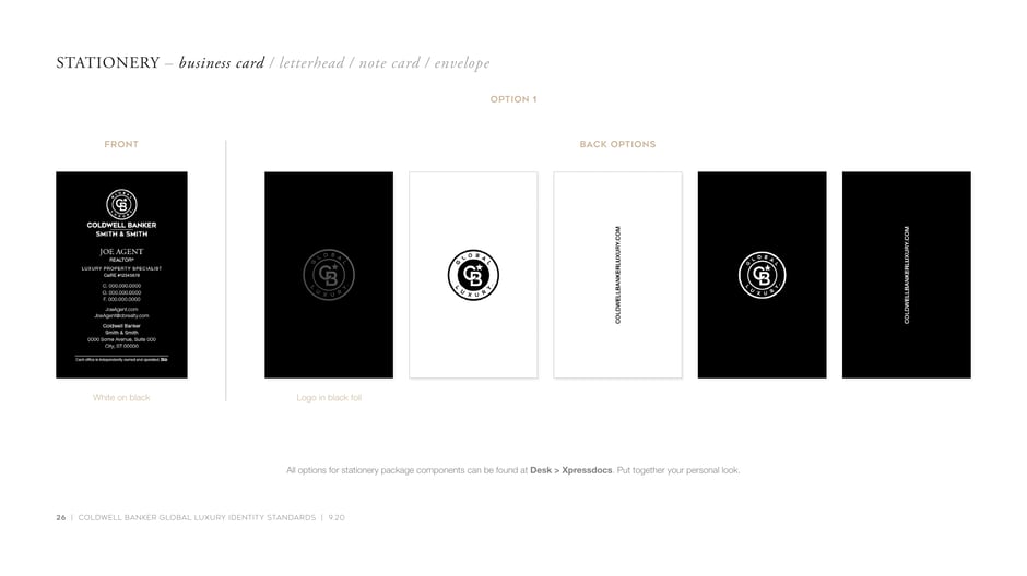 Stationery: business card (Option 1)