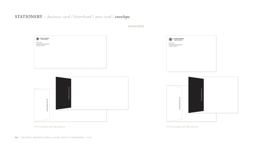 Envelope layouts for #10 and A10 formats with multiple flap