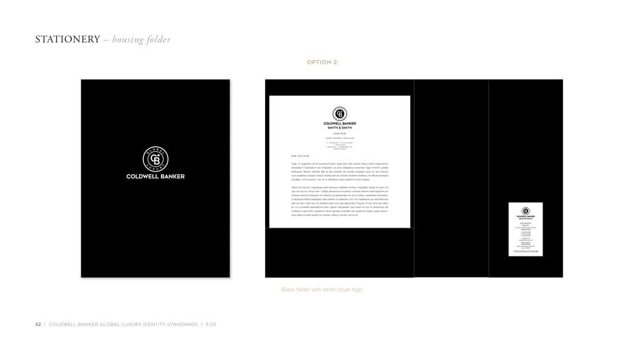 Black housing folder with white cover logo