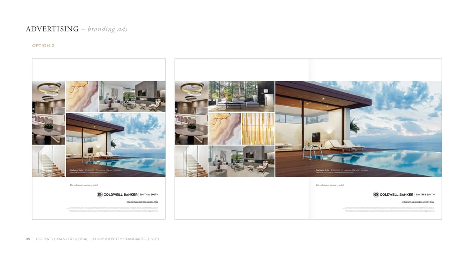 Branding ad system: mosaic left, hero right spread