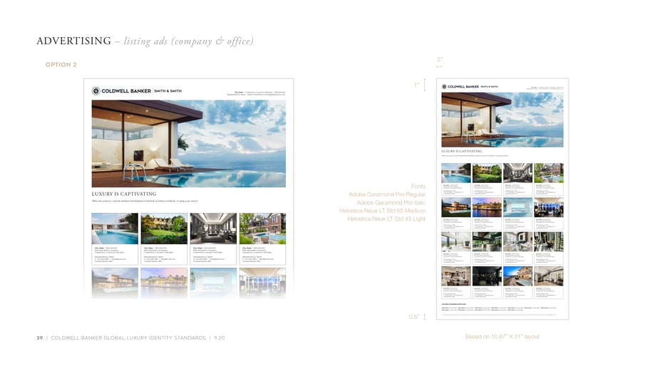 Listing ad template: alternate header and compact grid