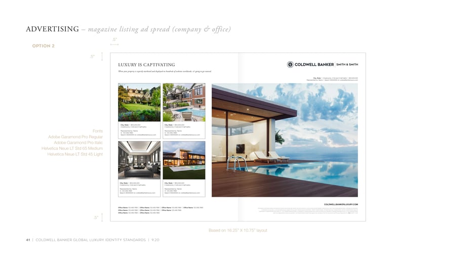 Magazine listing ad spread: Option 2