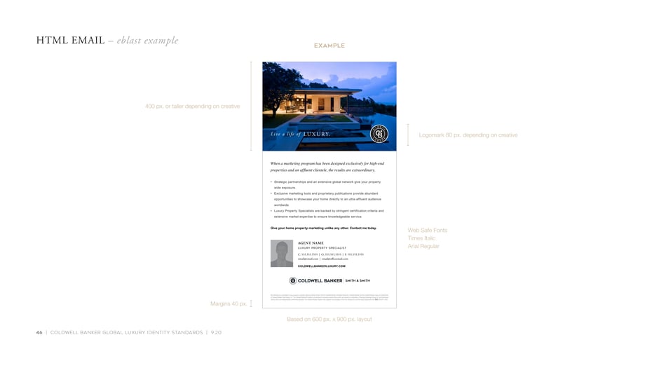 HTML email: eblast example and specs