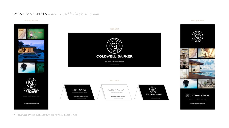Event materials: banners, table skirt & tent cards