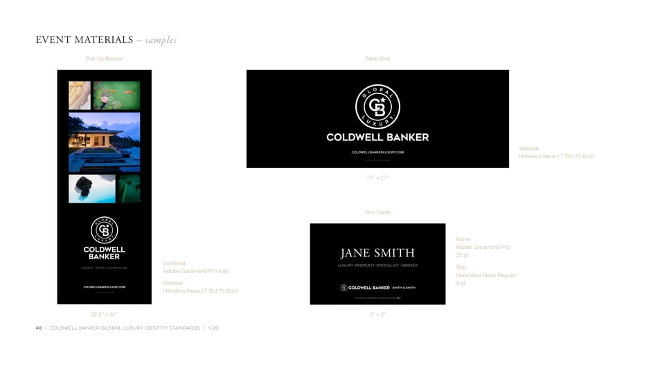 Event materials: production sizes and type