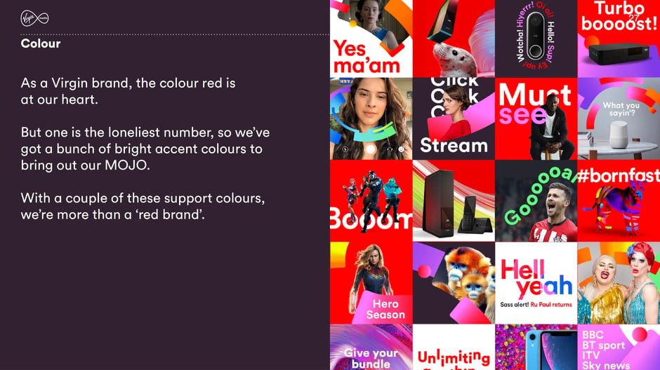 Red as our primary colour with accent palette