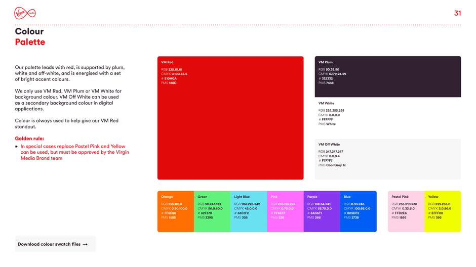 VM Red-led colour palette
