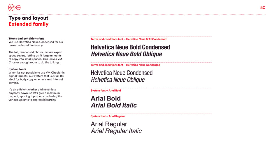 Extended family: Helvetica Neue and Arial