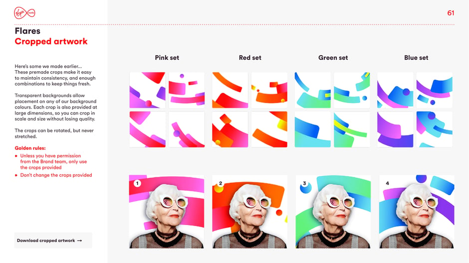Cropped flare artwork sets
