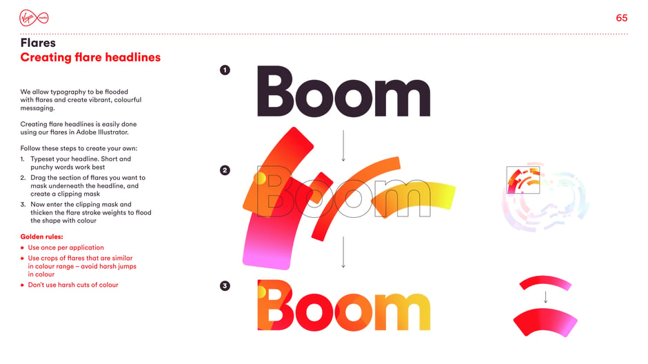 Step-by-step: typeset a short headline, mask flare sections underneath