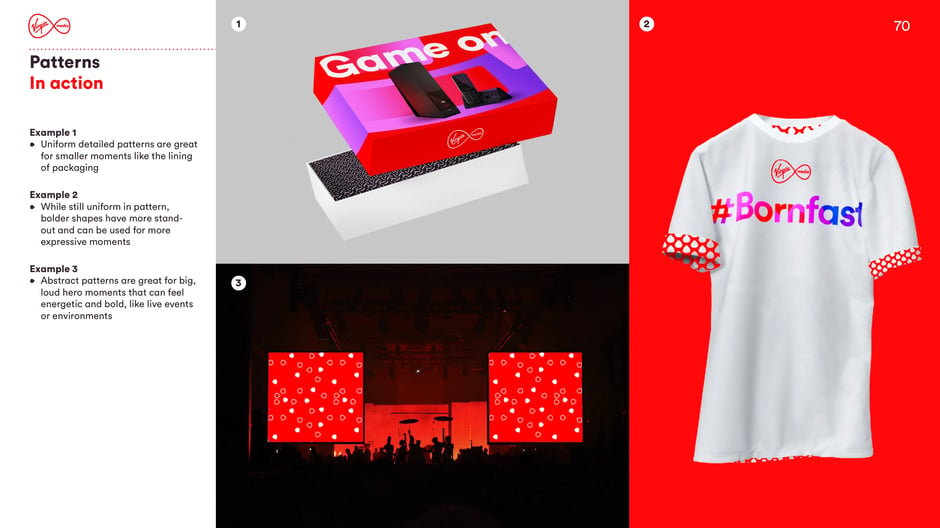 Patterns in action: packaging, merch, events