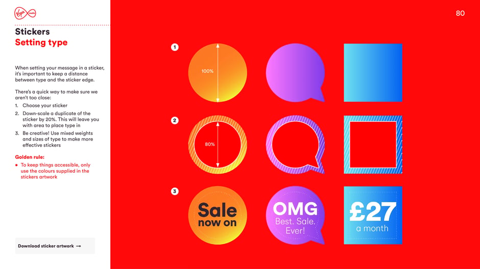 Stickers: setting type