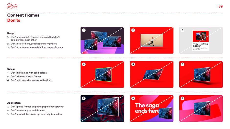 Don’ts for content frames