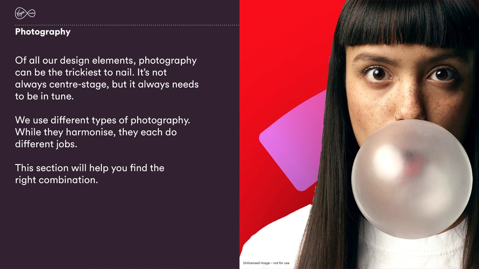 Explains that photography must be in tune with the brand
