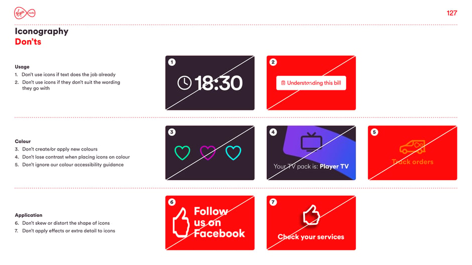 Clear rules on what to avoid: don't use icons