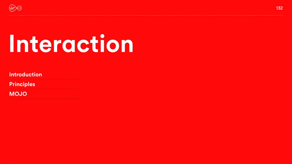 Section header for Interaction, listing the subtopics: Introduction, Principles
