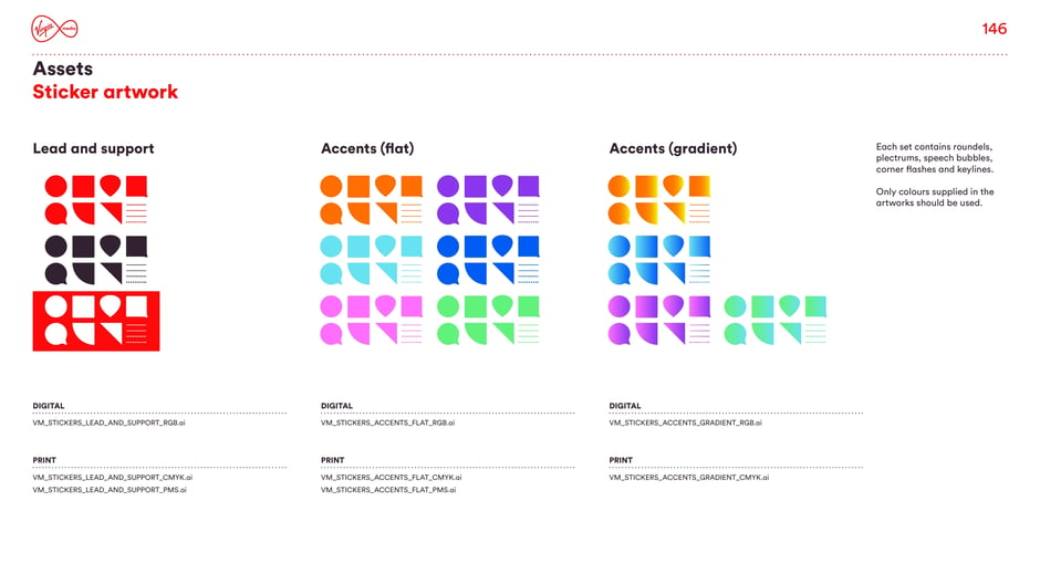 Sticker artwork: lead, flat and gradient accents