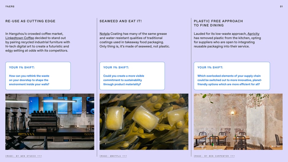 Reuse, seaweed coatings and plastic-free dining