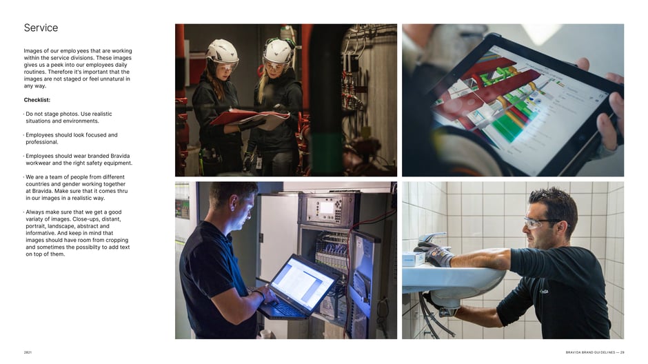 Guidelines for service-division photography: capture authentic, unstaged employee moments; ensure