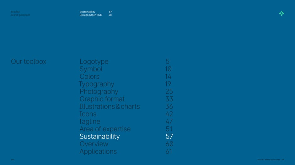 Section header introducing Bravida's sustainability chapter and the visual tools