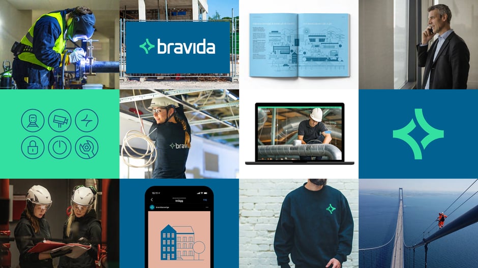 Photo and application grid illustrating approved visual style: photography