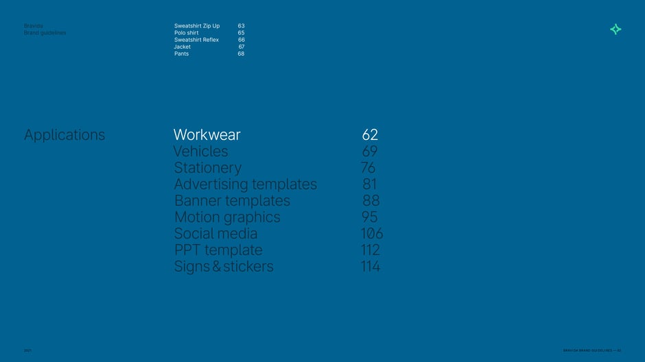 Navigation page for workwear examples (sweatshirts, polo, jacket, pants)
