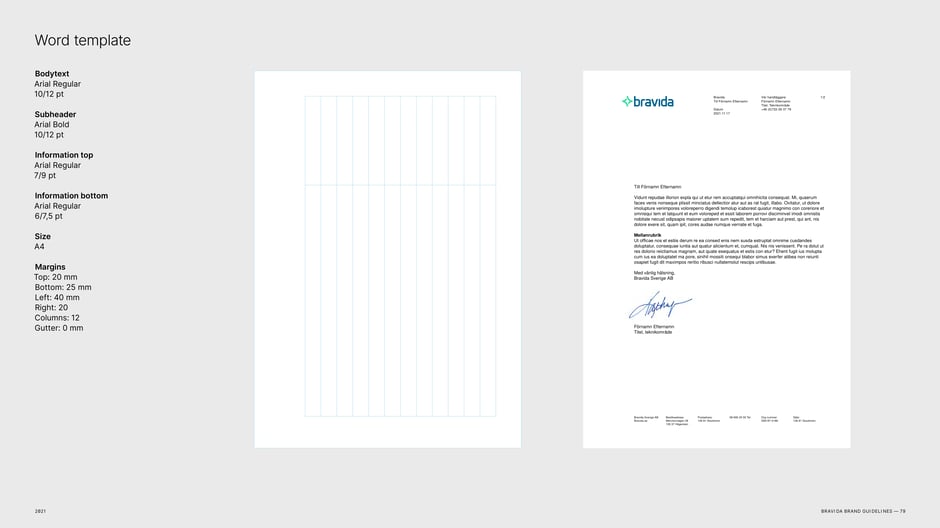 Word template: grid