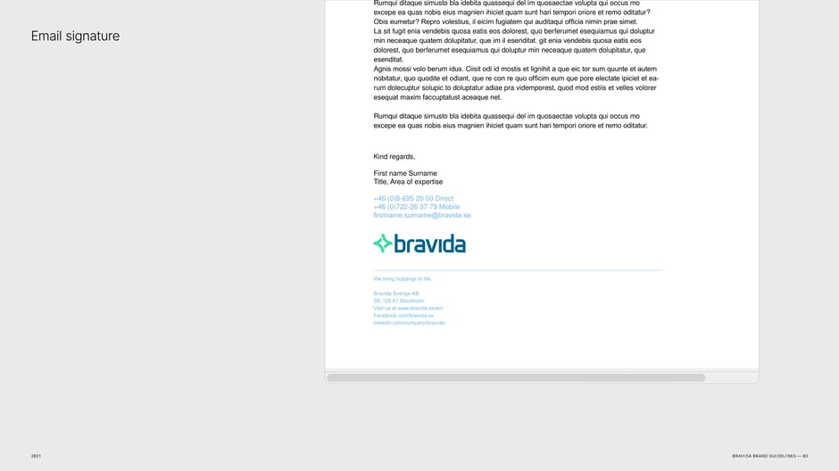 Email signature: standardized contact block