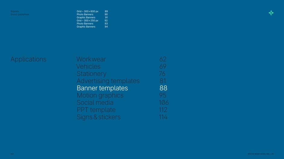 Section header for banner templates that lists web banner formats