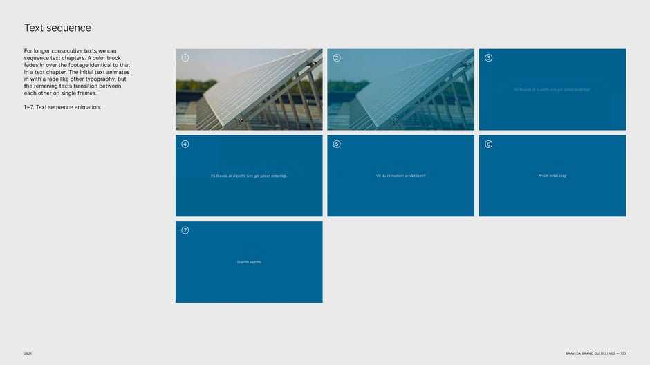 Text sequence: multi-frame sequencing for long copy