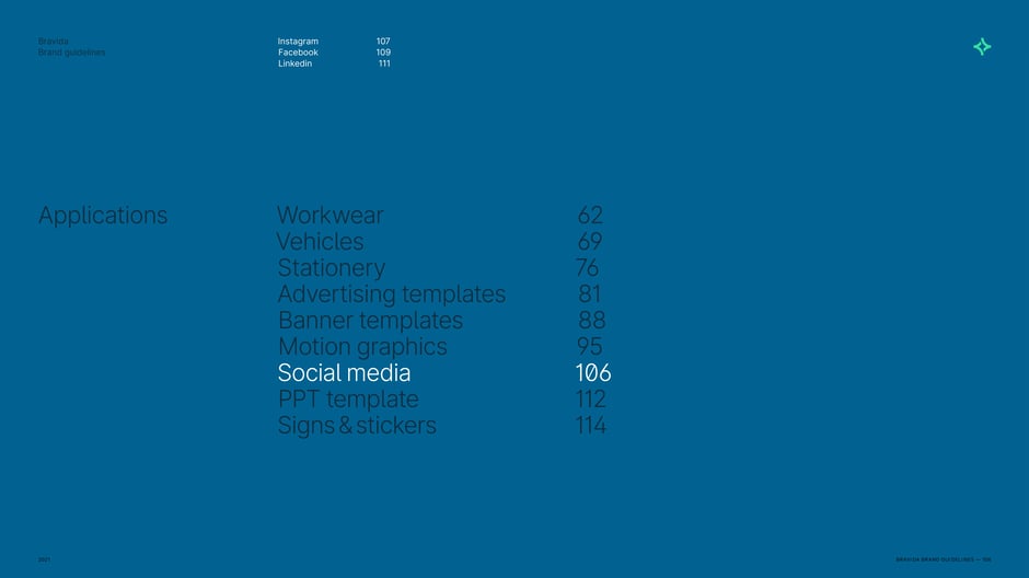 Applications: section index with social media focus